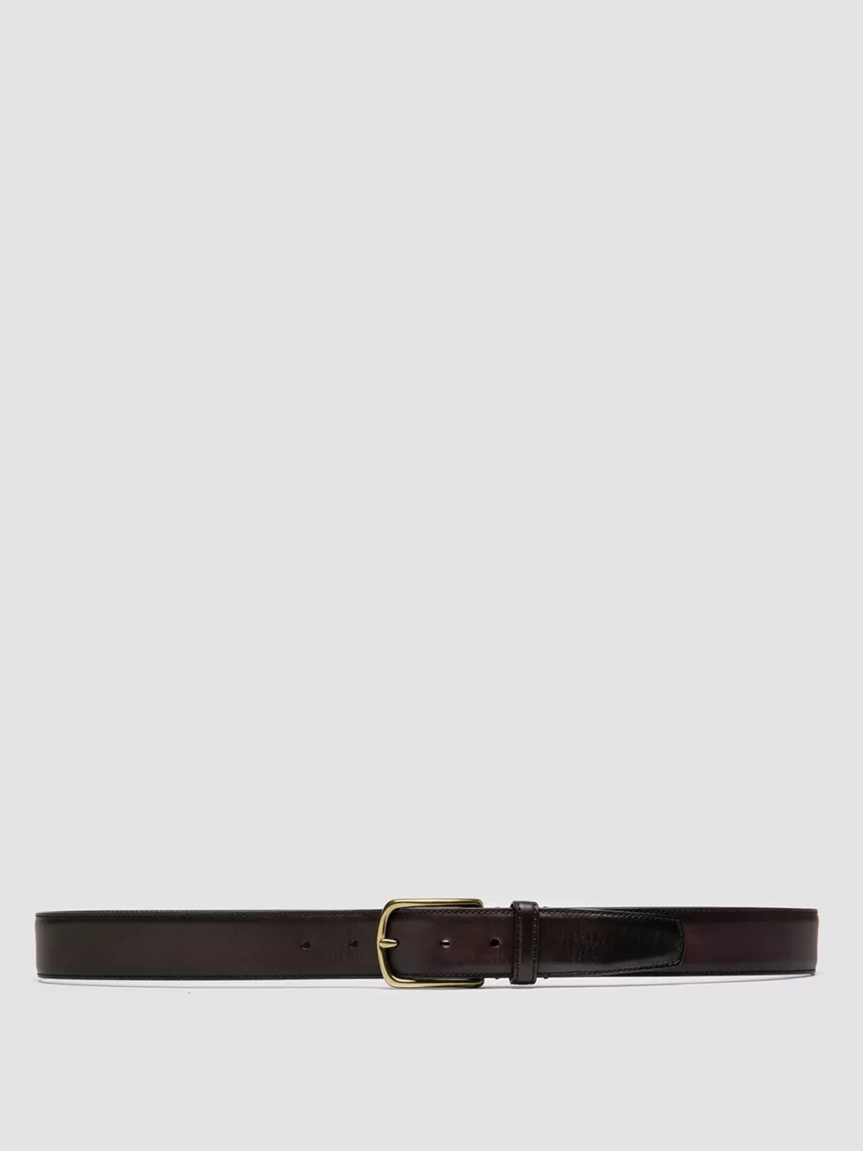 Officine Creative Belts>OC STRIP 04 - Brown Leather Belt TRUFFLE