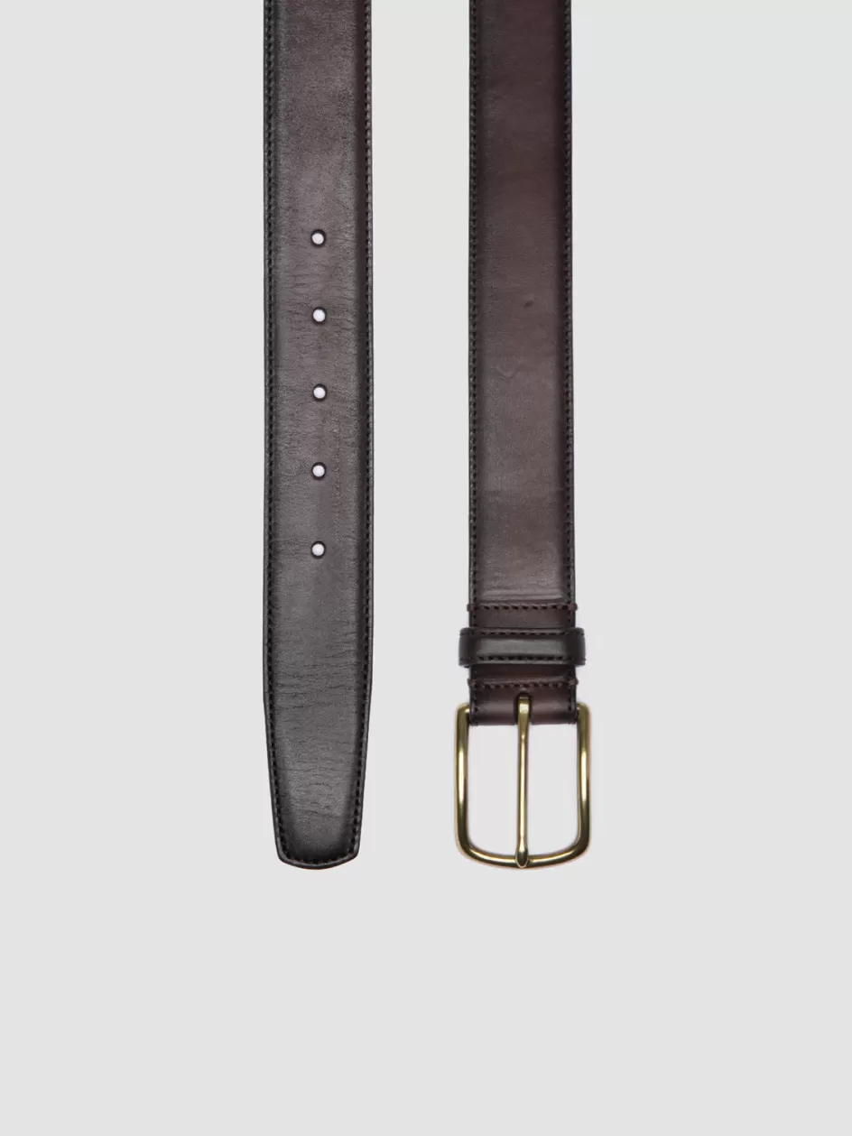 Officine Creative Belts>OC STRIP 04 - Brown Leather Belt TRUFFLE