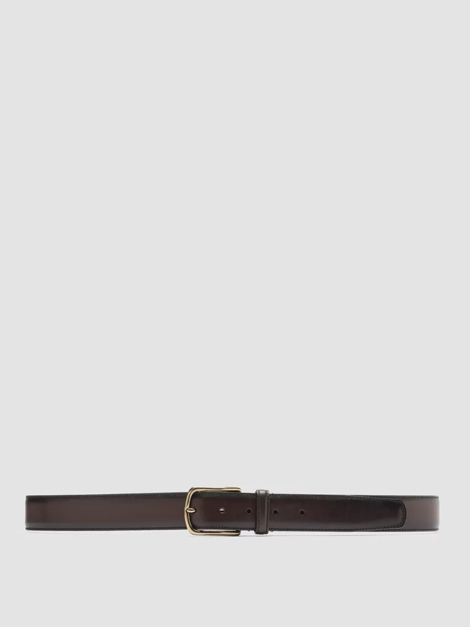 Officine Creative Belts>OC STRIP 04 - Brown Leather Belt MORO