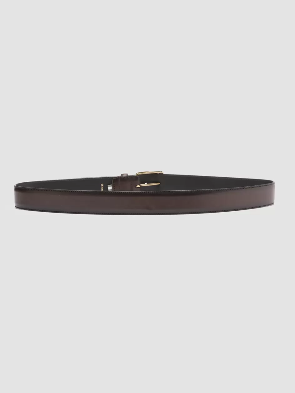 Officine Creative Belts>OC STRIP 04 - Brown Leather Belt MORO