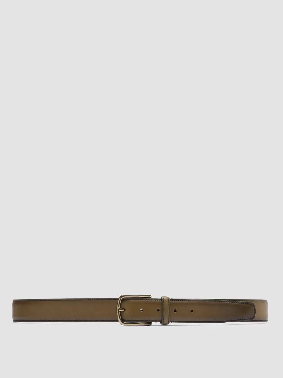 Officine Creative Belts>OC STRIP 04 - Green Leather Belt FIR GREEN