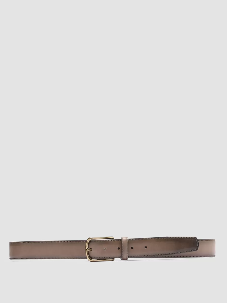 Officine Creative Belts>OC STRIP 04 - Taupe Leather Belt WALNUT