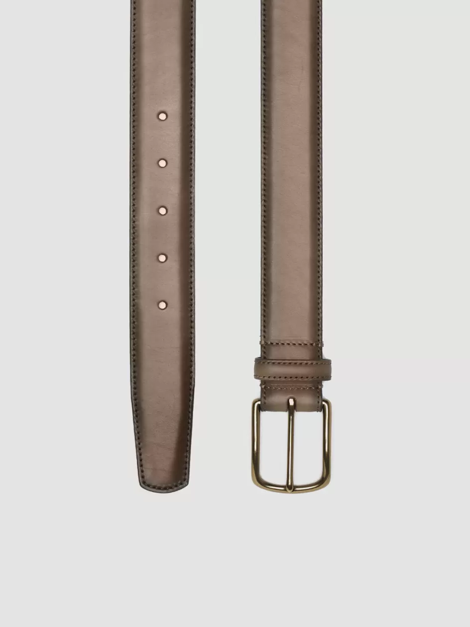 Officine Creative Belts>OC STRIP 04 - Taupe Leather Belt WALNUT