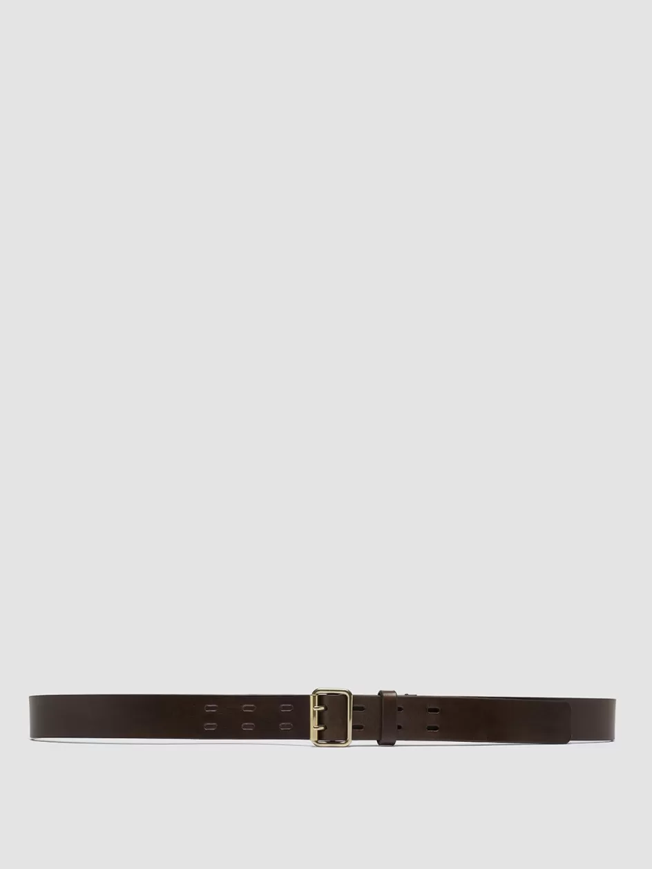 Officine Creative Belts>OC STRIP 051 - Brown Leather Belt COFFEE