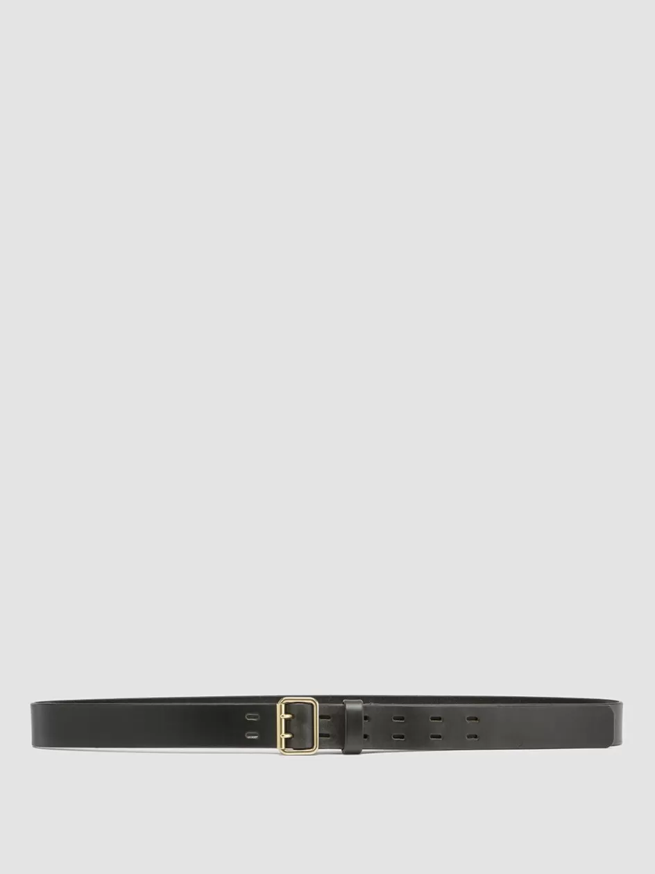 Officine Creative Belts>OC STRIP 051 - Grey Leather Belt PIOMBO