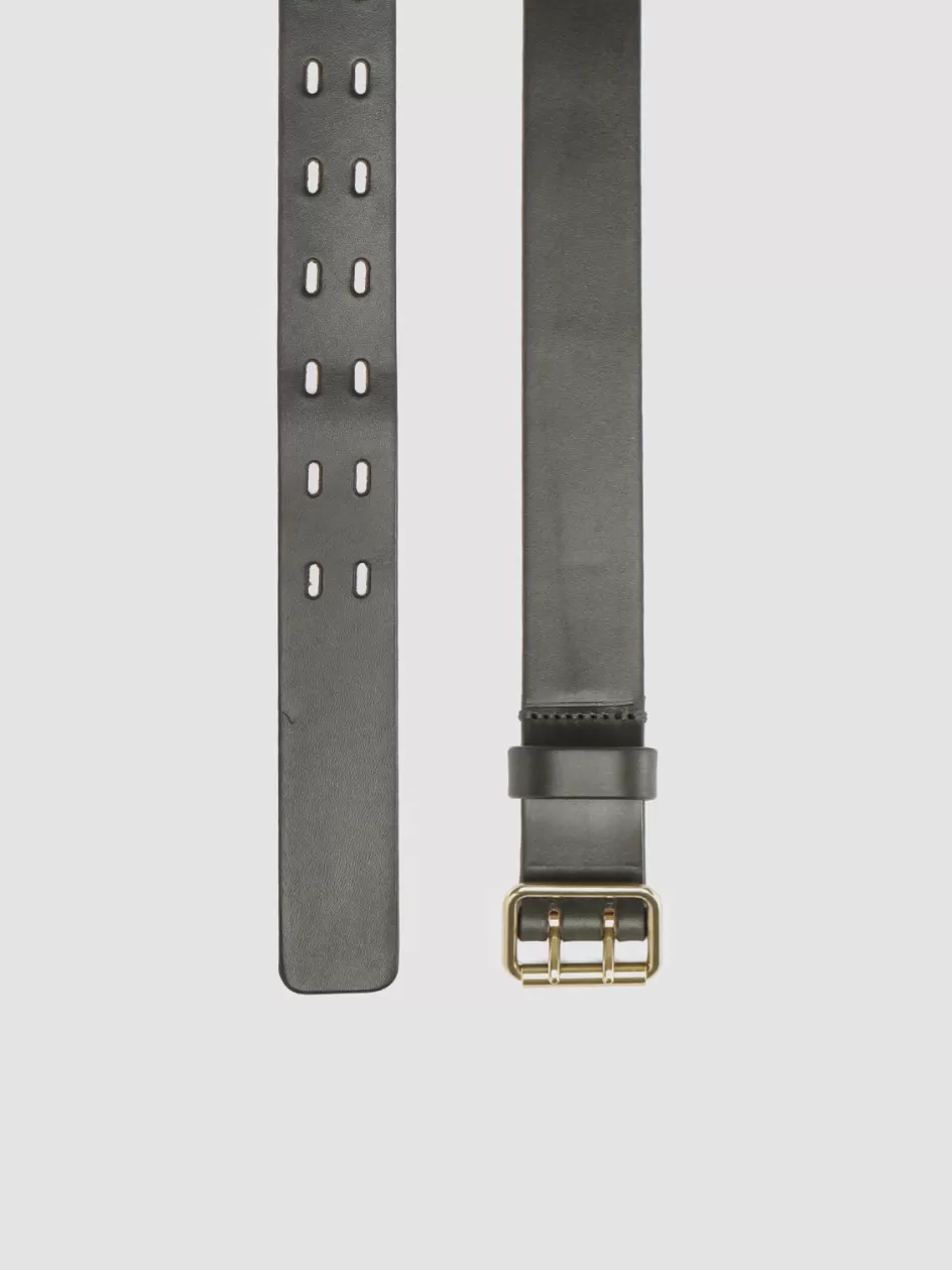 Officine Creative Belts>OC STRIP 051 - Grey Leather Belt PIOMBO