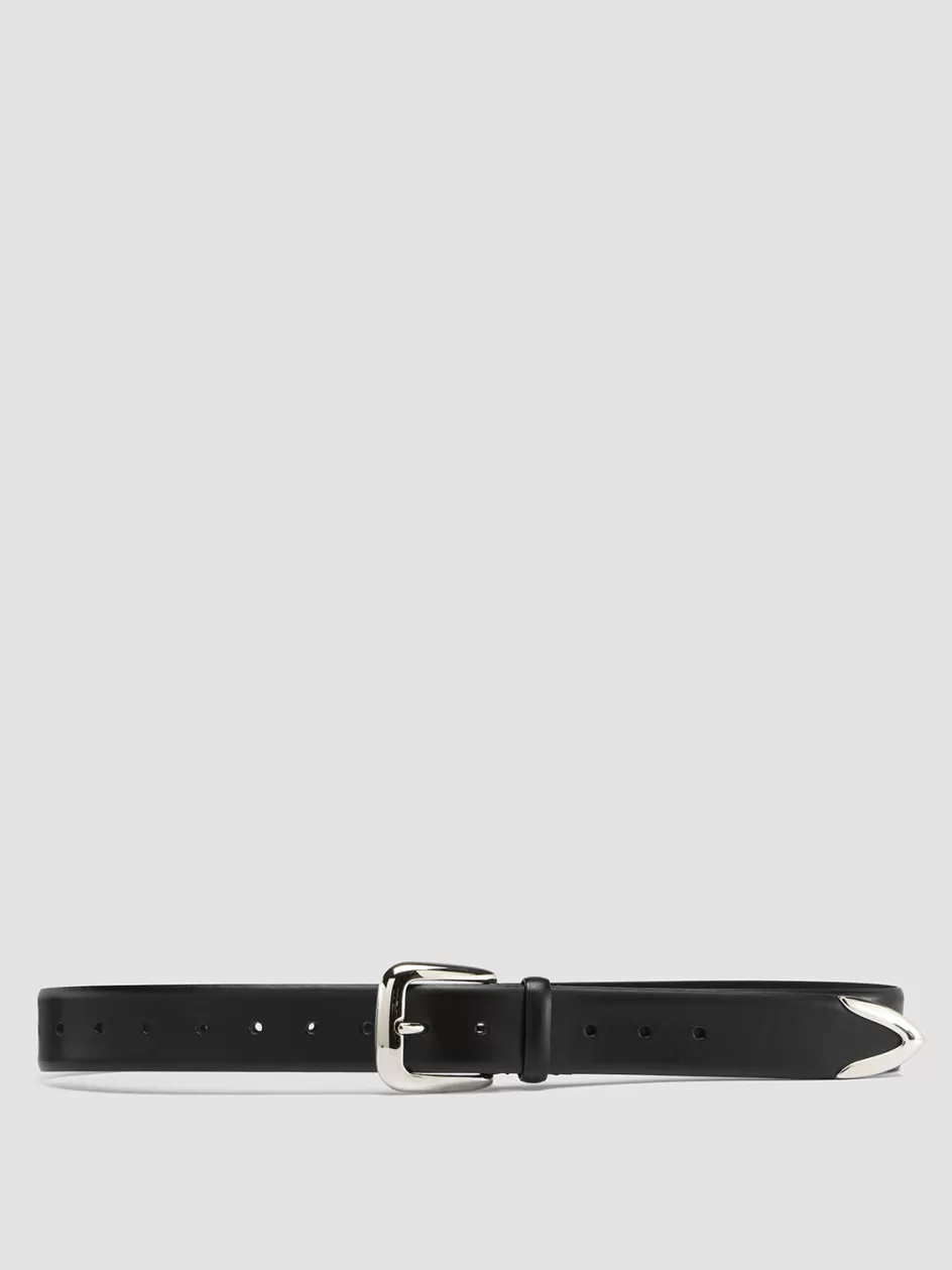 Officine Creative Belts>OC STRIP 052 - Leather Belt BLACK