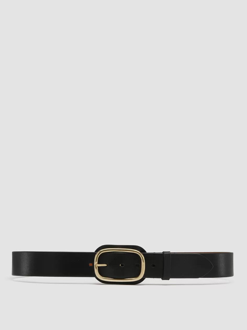 Officine Creative Belts>OC STRIP 058 - Leather Belt BLACK