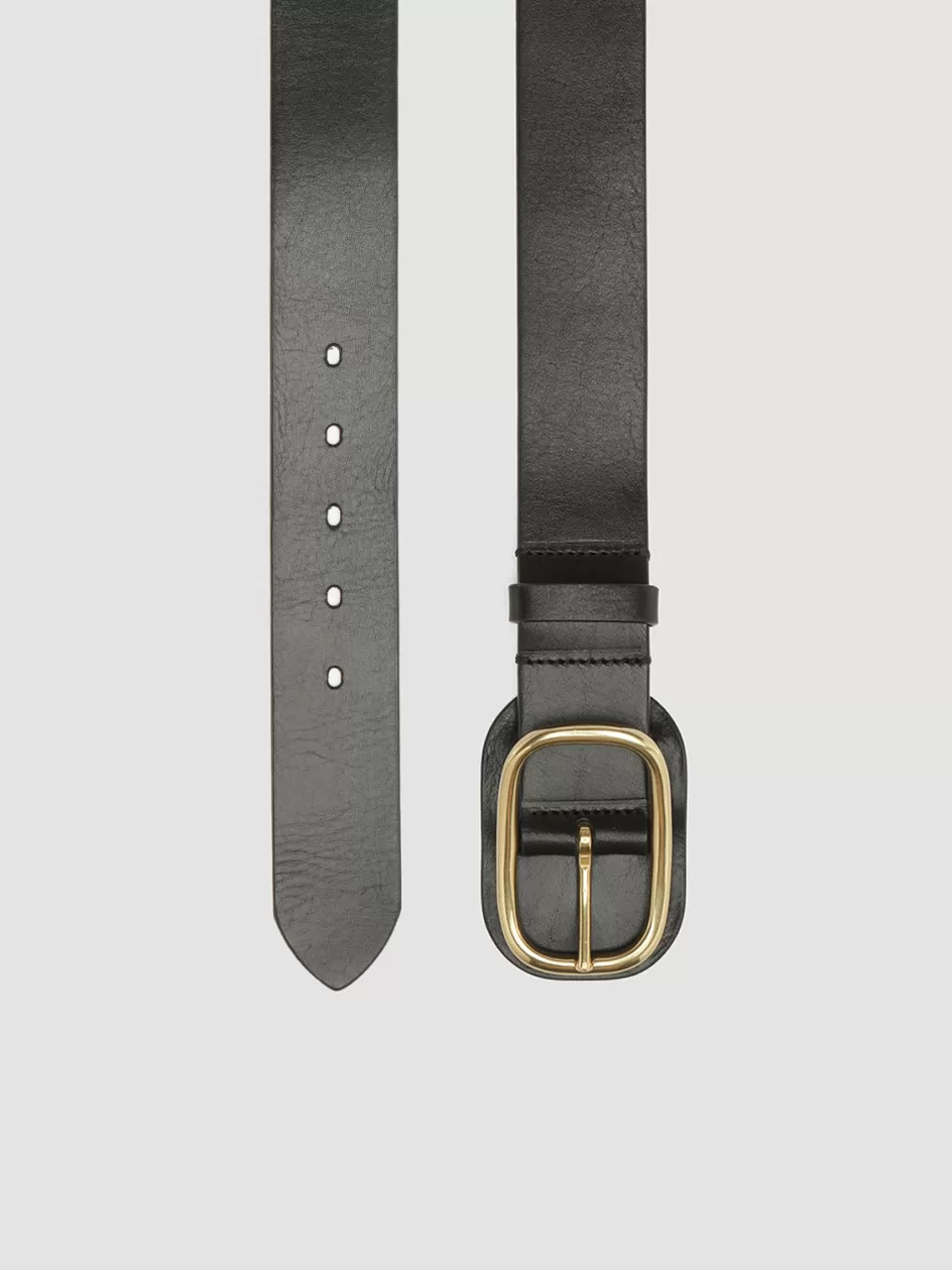 Officine Creative Belts>OC STRIP 058 - Leather Belt BLACK