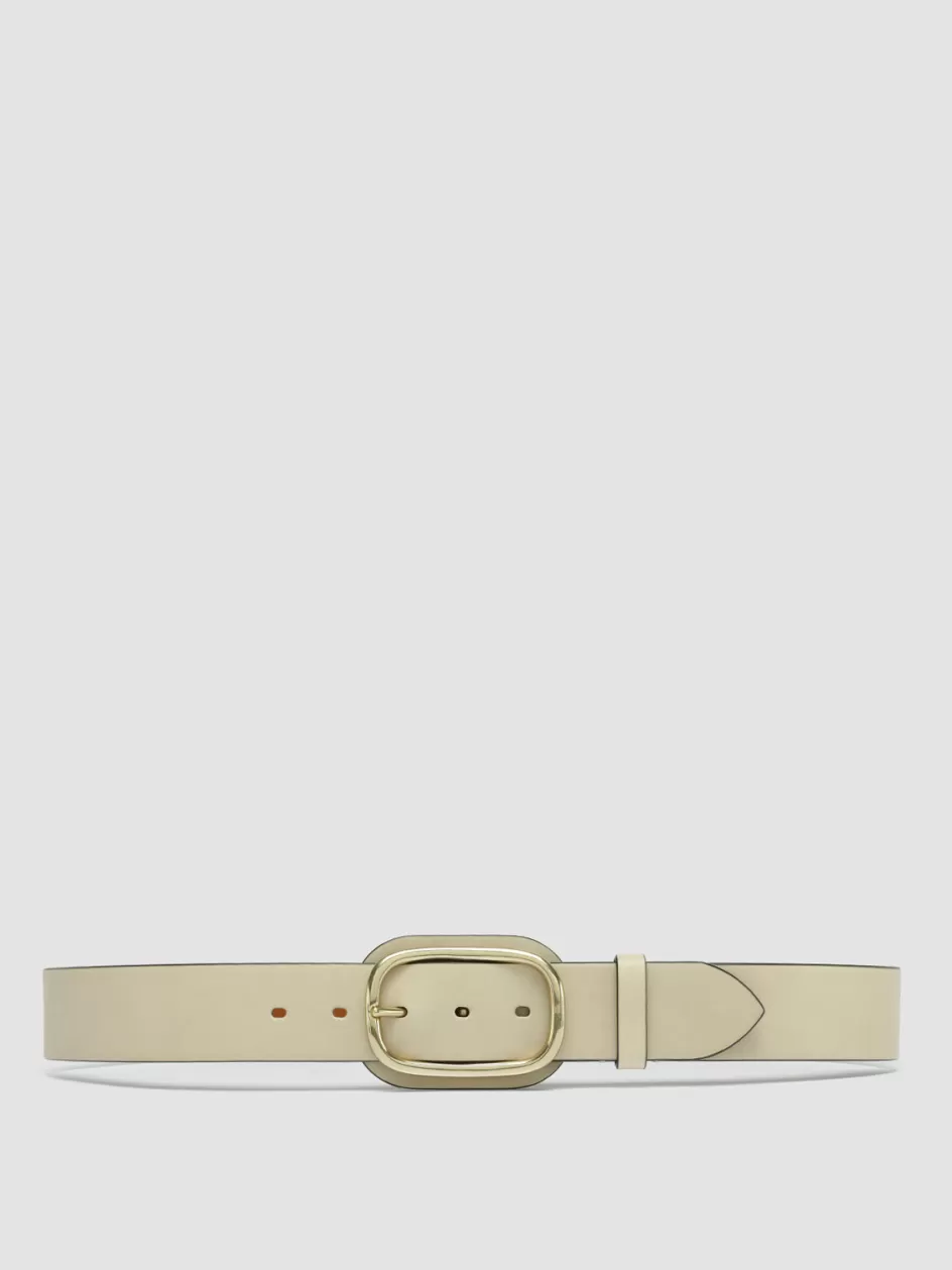 Officine Creative Belts>OC STRIP 058 - Ivory Leather Belt OAT MILK