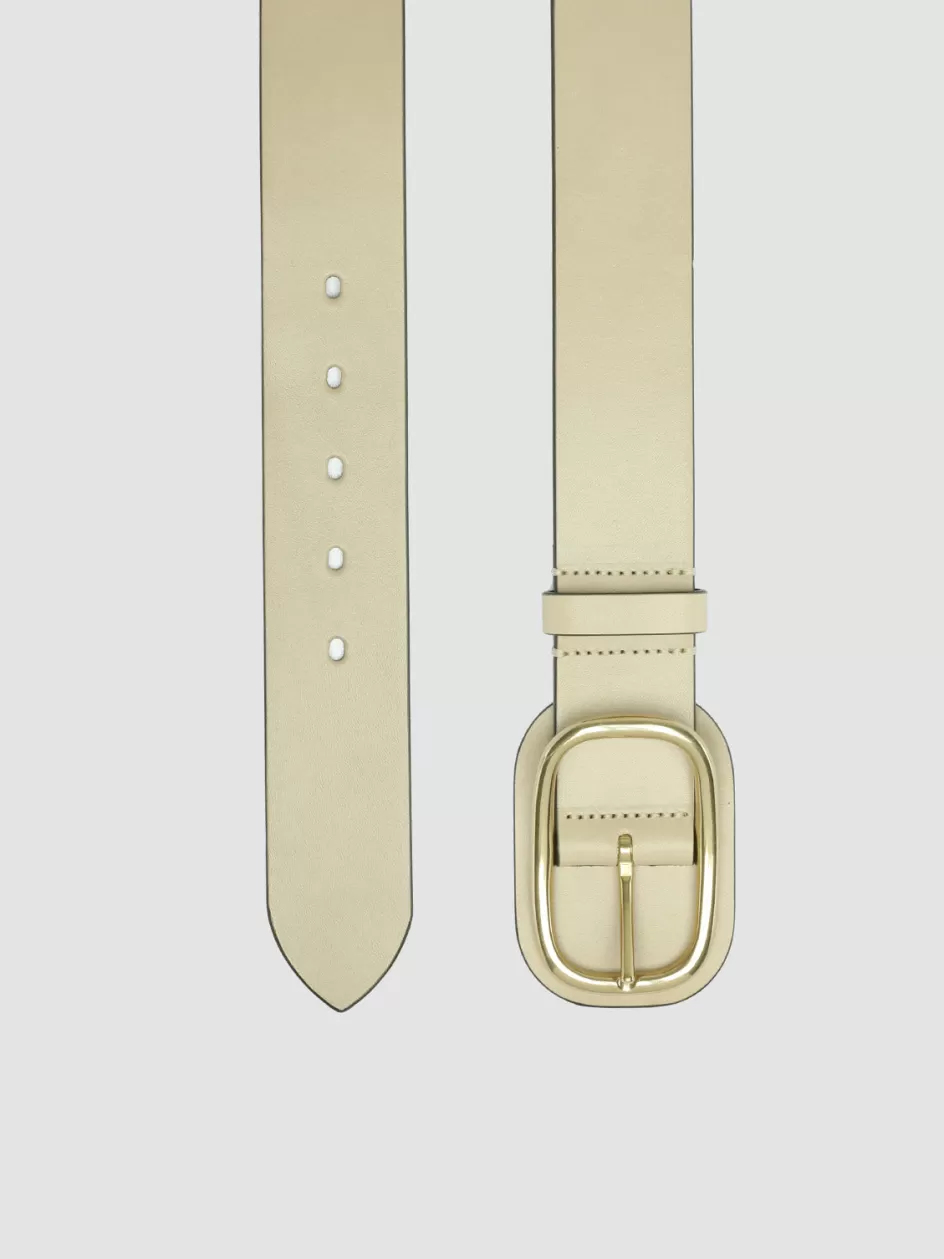 Officine Creative Belts>OC STRIP 058 - Ivory Leather Belt OAT MILK