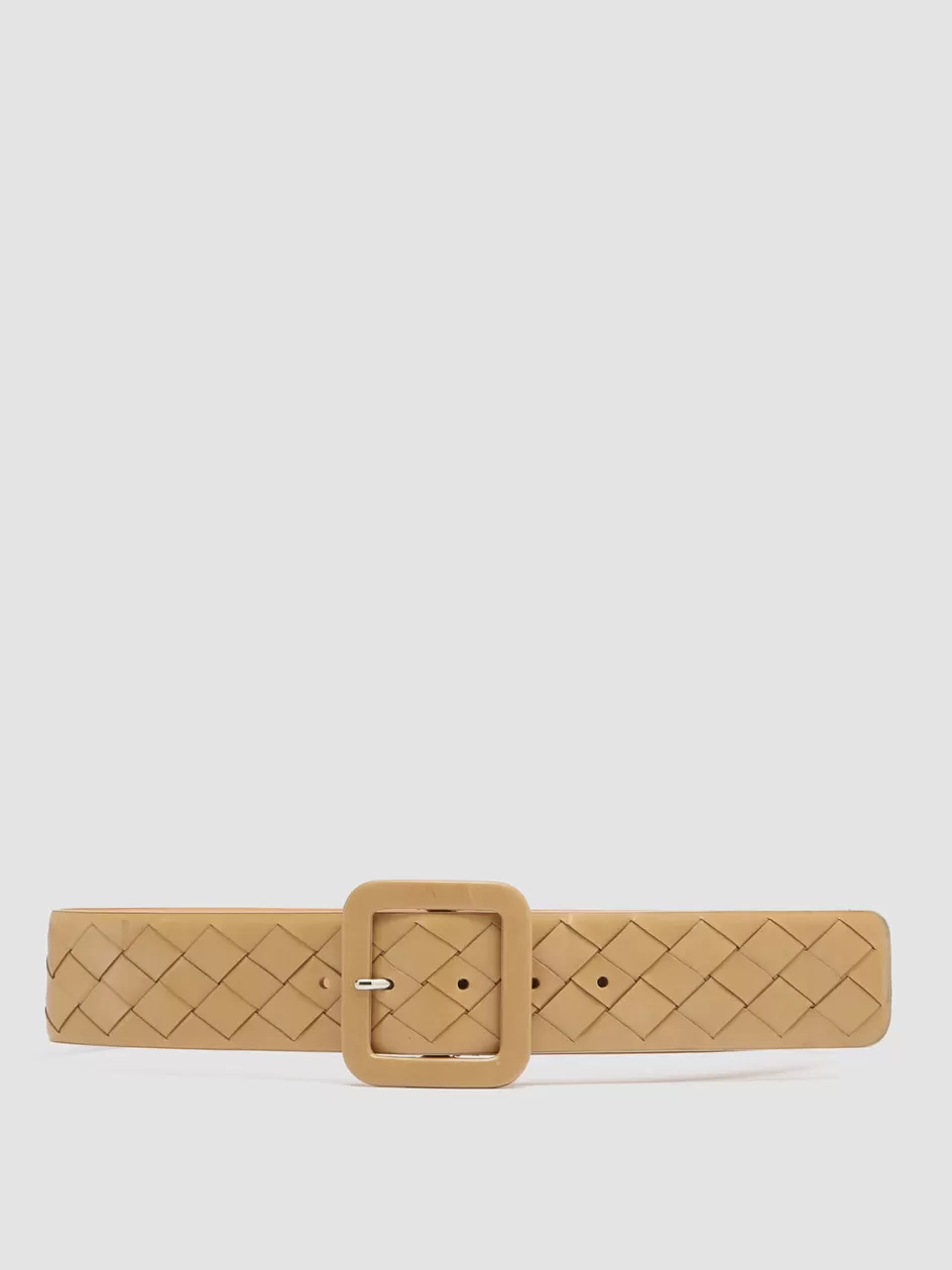 Officine Creative Woven Leather Selection | Belts>OC STRIP 059 - Brown Woven Leather Belt RABBIT PAW