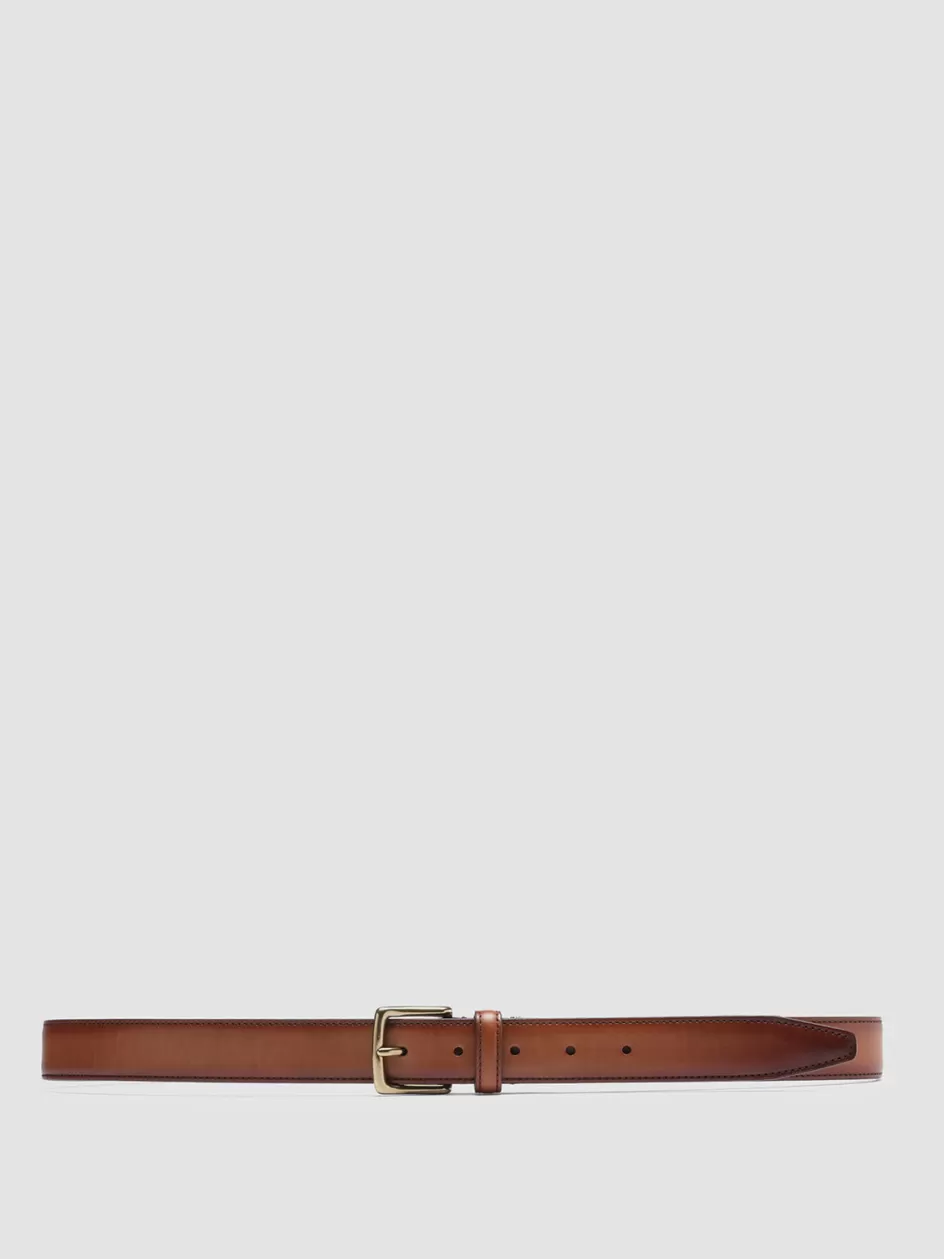 Officine Creative Belts>OC STRIP 05 - Brown Leather Belt TAN