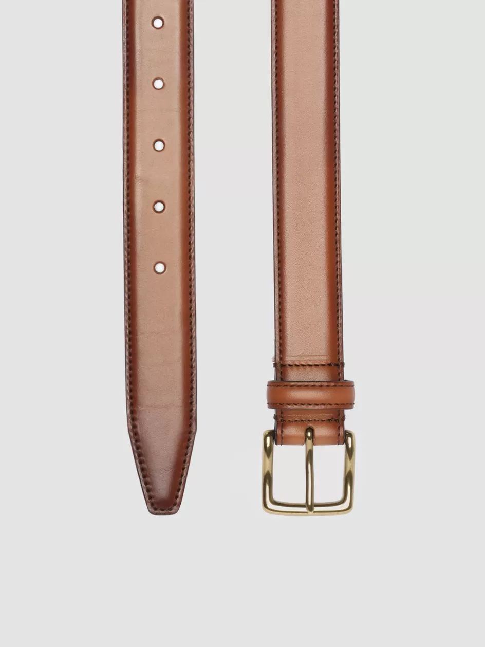 Officine Creative Belts>OC STRIP 05 - Brown Leather Belt TAN