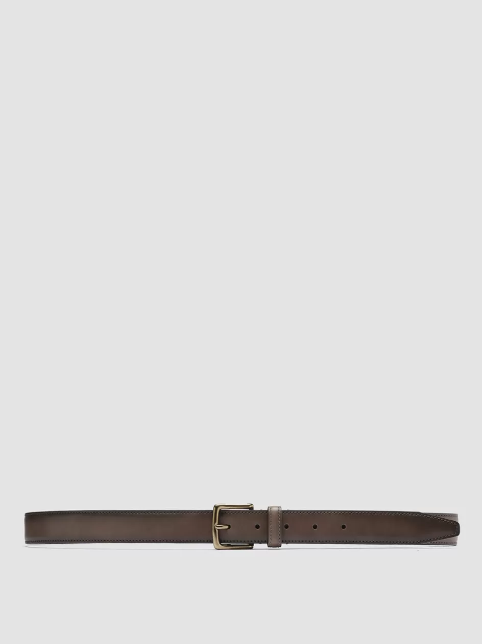 Officine Creative Belts>OC STRIP 05 - Taupe Leather Belt WALNUT