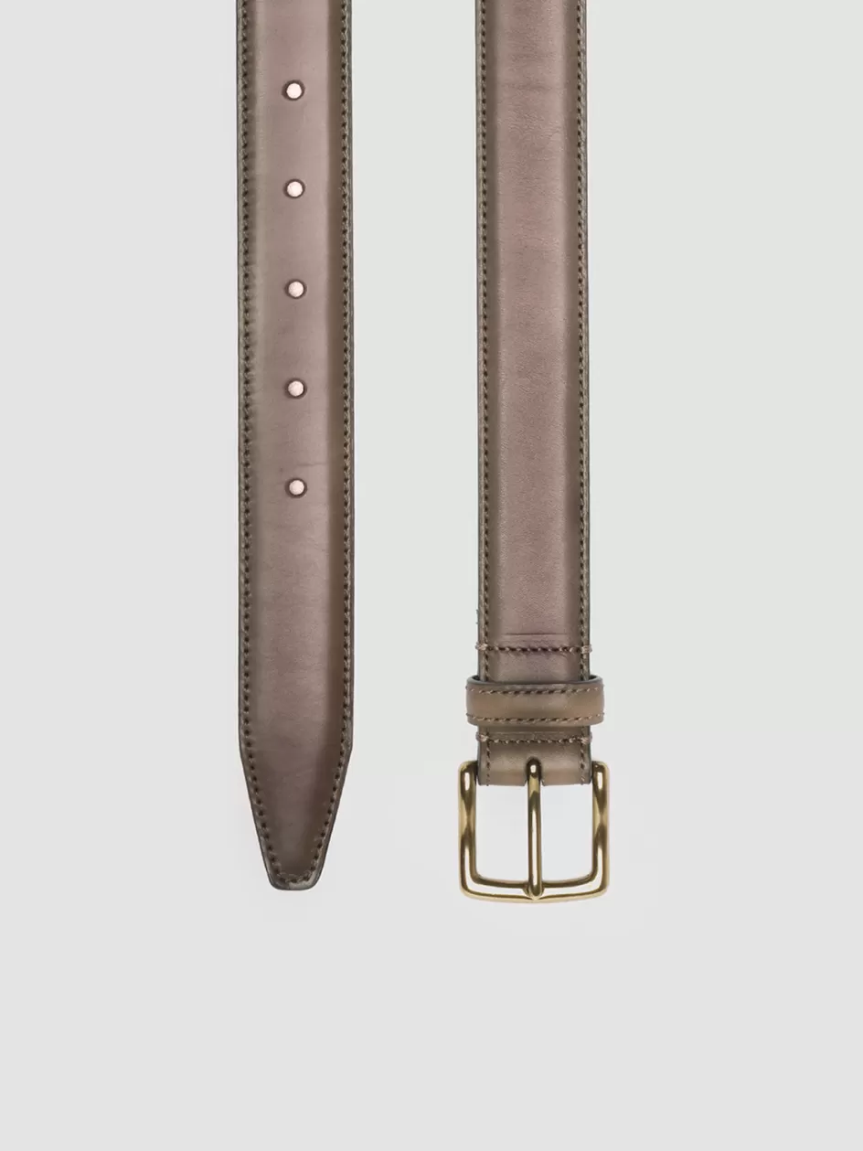 Officine Creative Belts>OC STRIP 05 - Taupe Leather Belt WALNUT