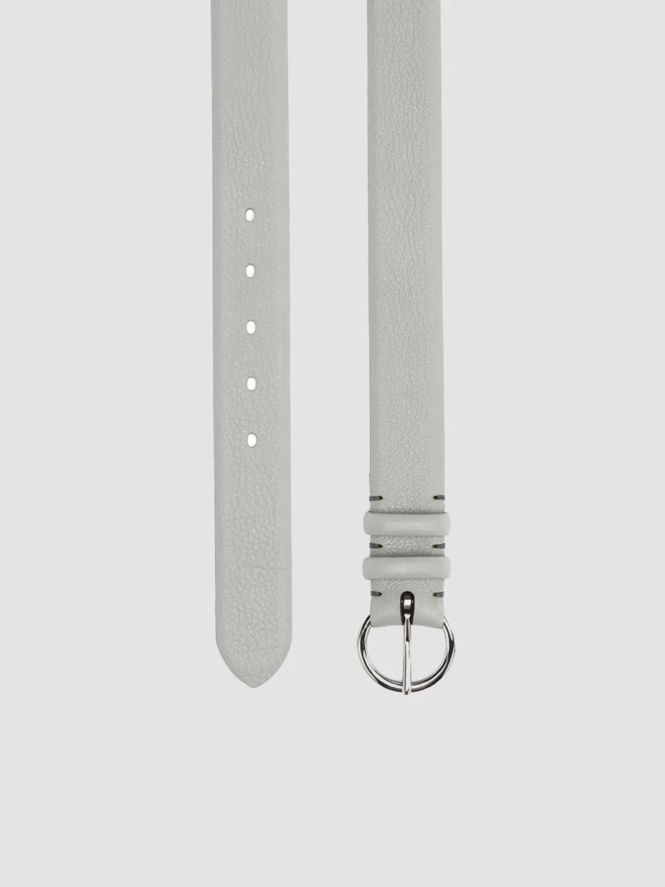 Officine Creative Belts>OC STRIP 065 - Grey Leather Belt SMOKE GREY