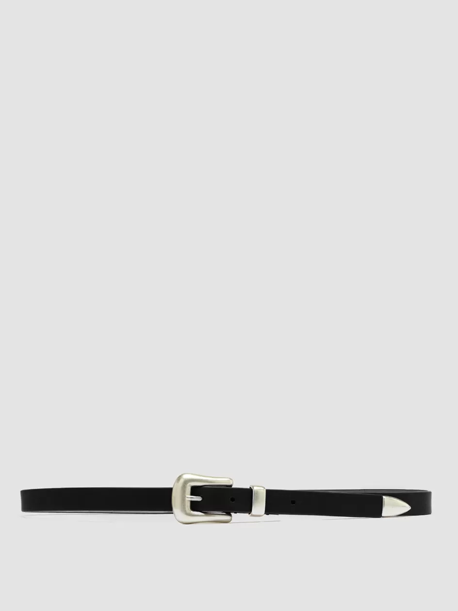 Officine Creative Belts>OC STRIP 066 - Nappa Leather Belt BLACK