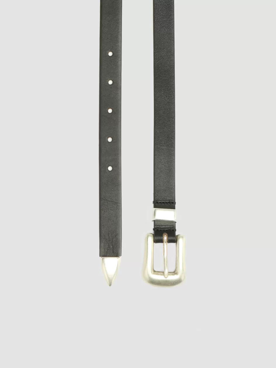 Officine Creative Belts>OC STRIP 066 - Nappa Leather Belt BLACK