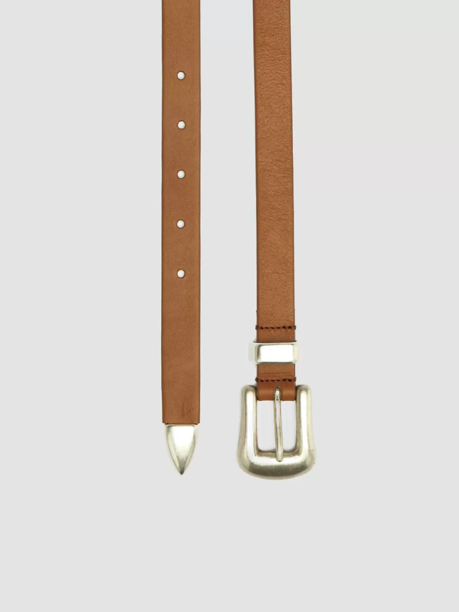 Officine Creative Belts>OC STRIP 066 - Brown Nappa Leather Belt BUTTER SCOTCH