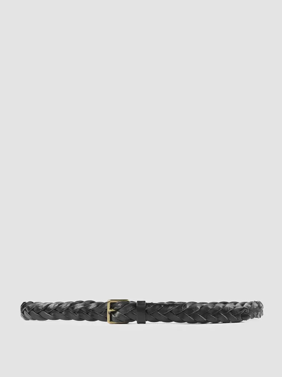 Officine Creative Woven Leather Selection | Belts>OC STRIP 20 - Woven Leather Belt BLACK