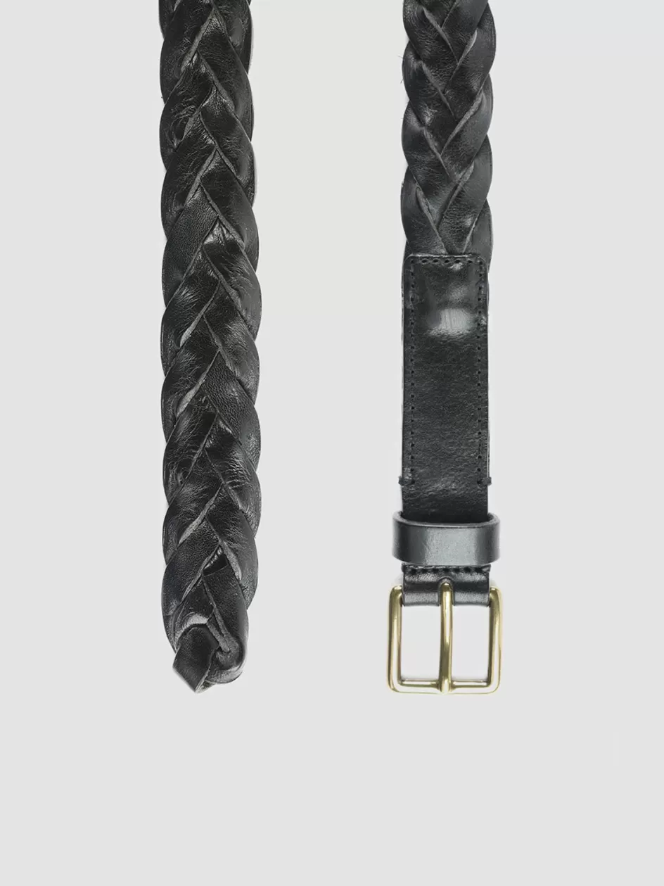 Officine Creative Woven Leather Selection | Belts>OC STRIP 20 - Woven Leather Belt BLACK