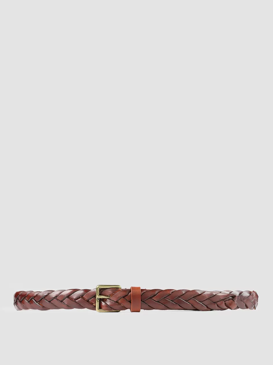 Officine Creative Woven Leather Selection | Belts>OC STRIP 20 - Brown Woven Leather Belt TAN