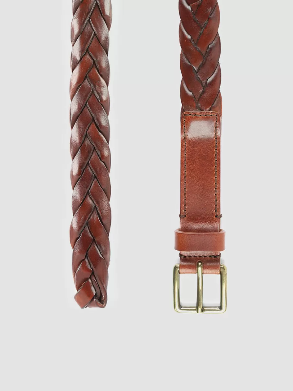 Officine Creative Woven Leather Selection | Belts>OC STRIP 20 - Brown Woven Leather Belt TAN