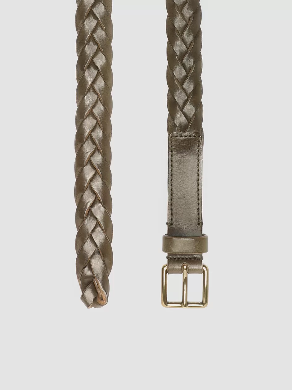 Officine Creative Woven Leather Selection | Belts>OC STRIP 20 - Green Woven Leather Belt DEPHTS