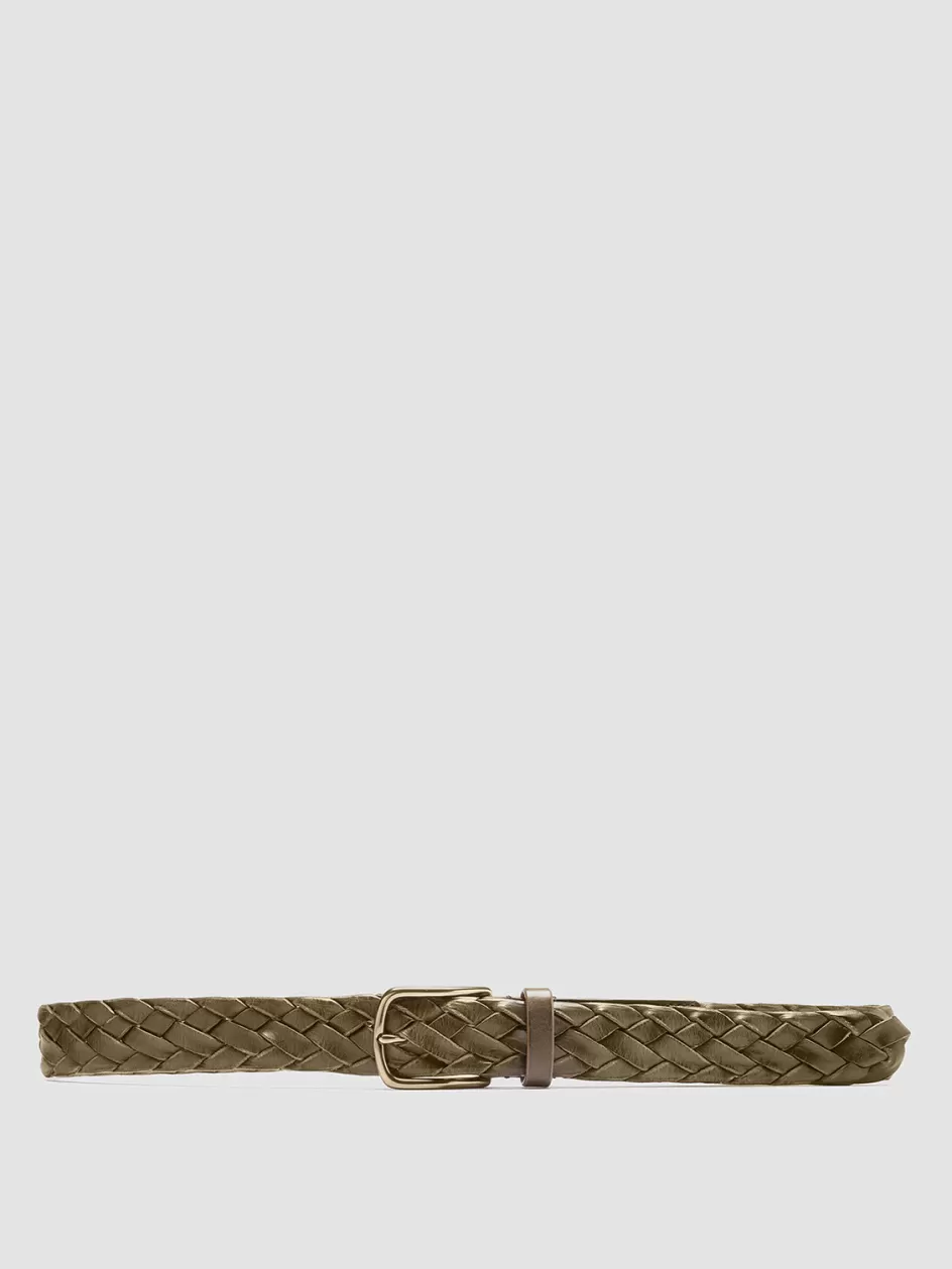 Officine Creative Woven Leather Selection | Belts>OC STRIP 21 - Green Woven Leather Belt DEPHTS