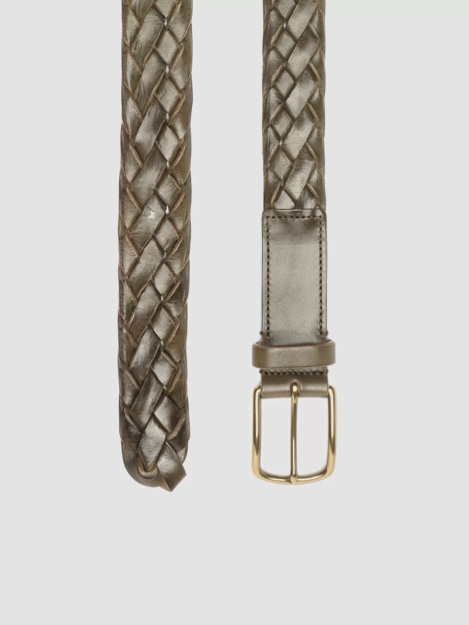 Officine Creative Woven Leather Selection | Belts>OC STRIP 21 - Green Woven Leather Belt DEPHTS