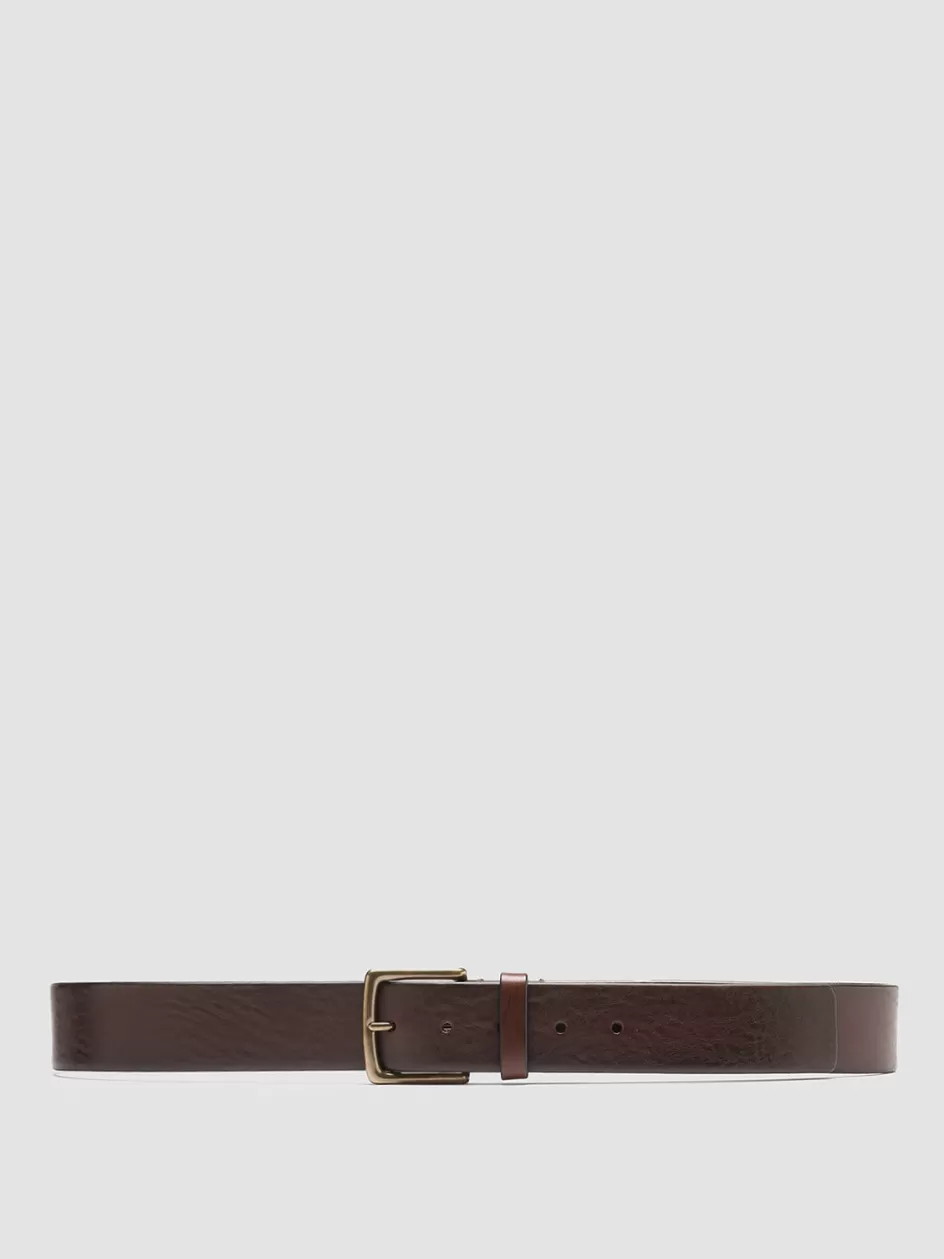 Officine Creative Belts>OC STRIP 22 - Brown Leather Belt TESTA DI MORO