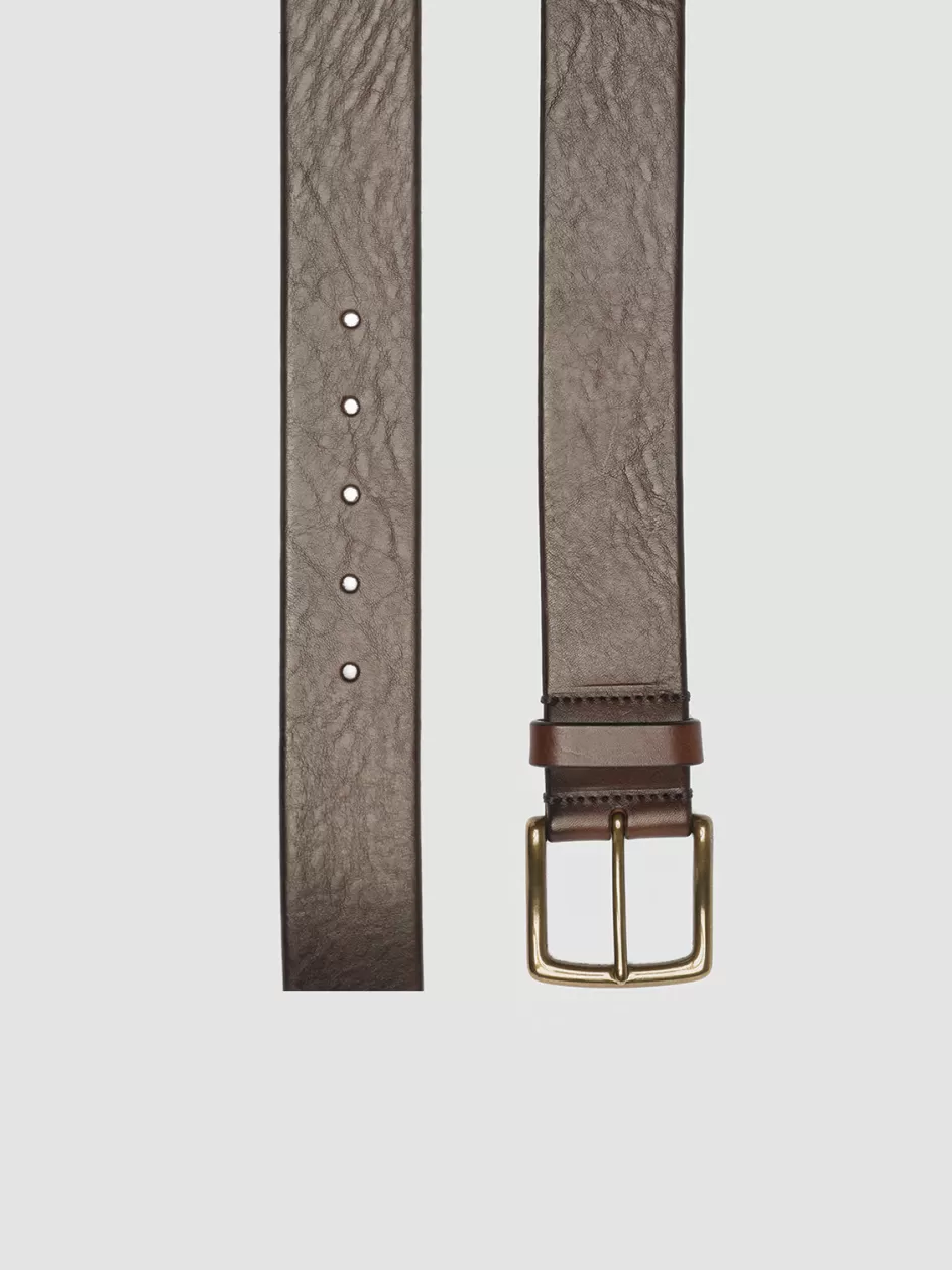 Officine Creative Belts>OC STRIP 22 - Brown Leather Belt TESTA DI MORO