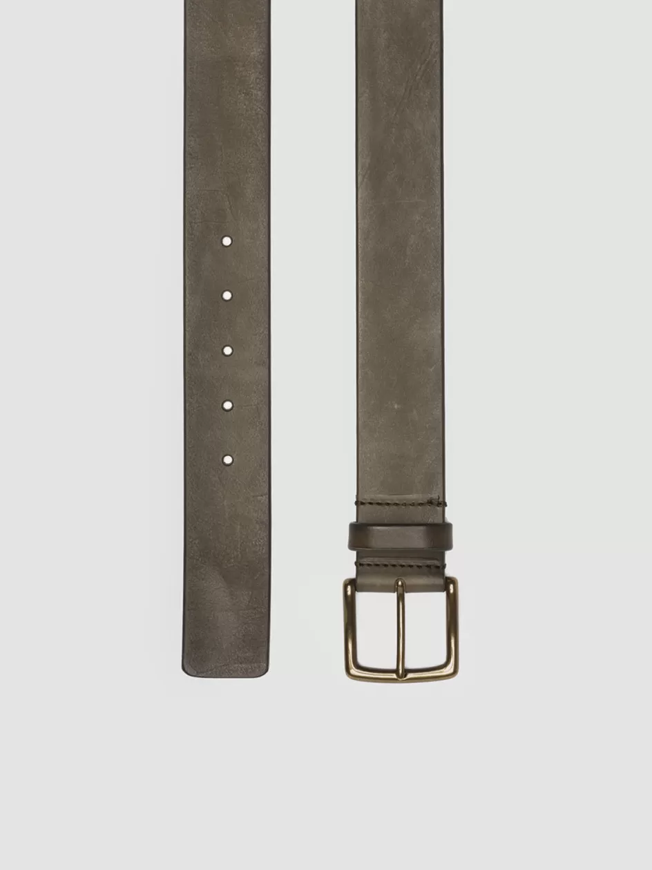 Officine Creative Belts>OC STRIP 22 - Green Leather Belt DEPHTS