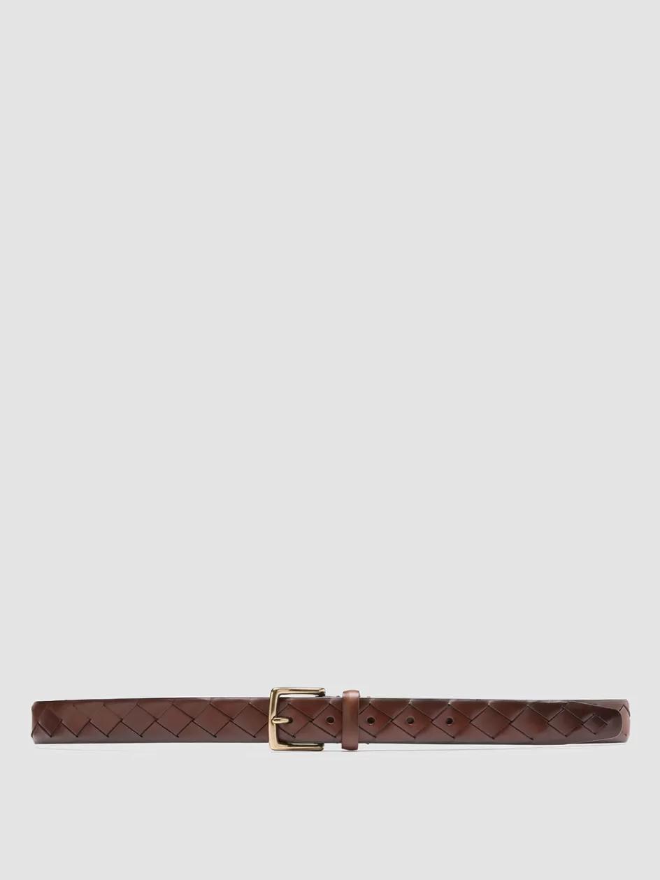 Officine Creative Woven Leather Selection | Belts>OC STRIP 29 - Brown Woven Leather Belt TEAK