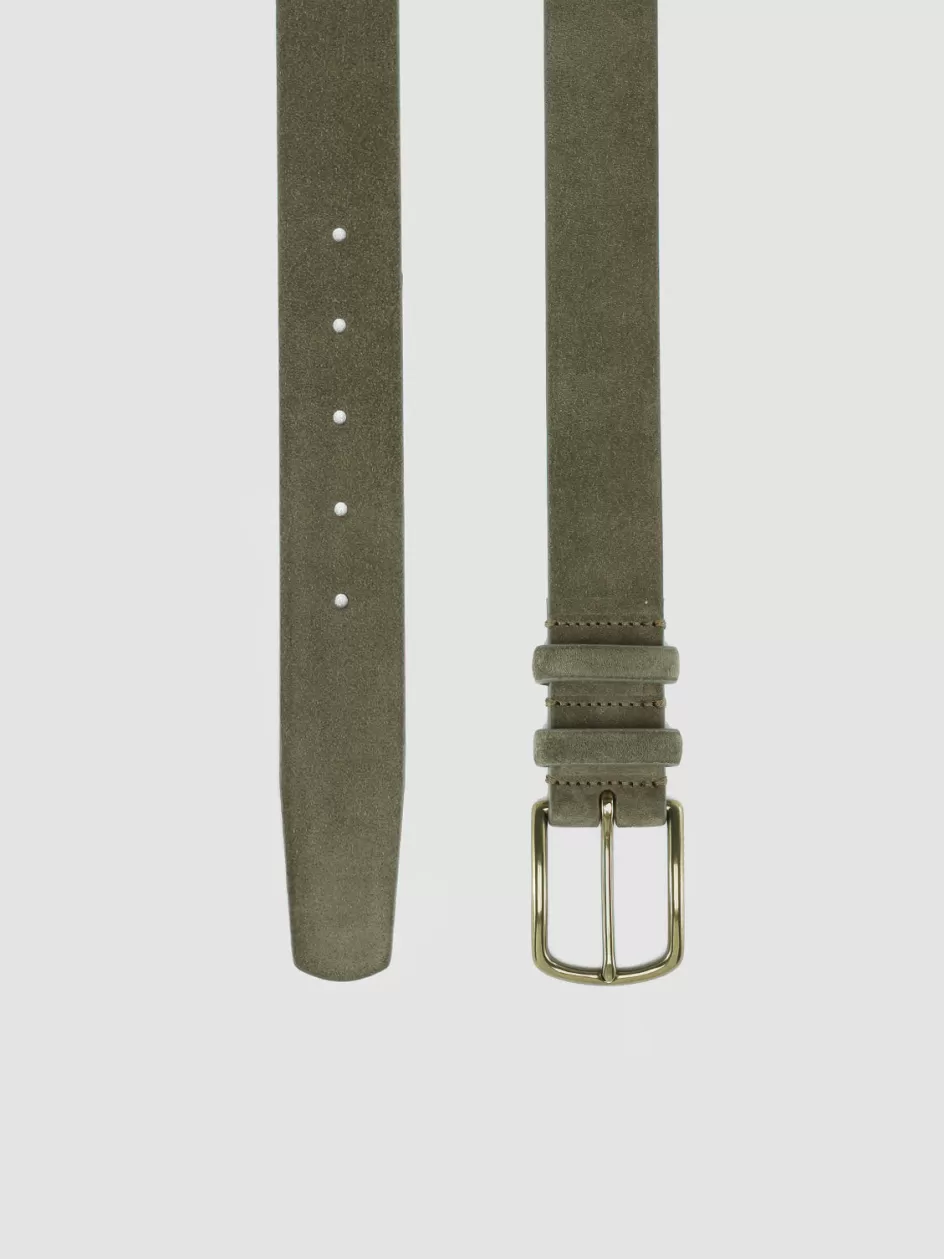 Officine Creative Belts>OC STRIP 33 - Green Suede Belt BOSCO