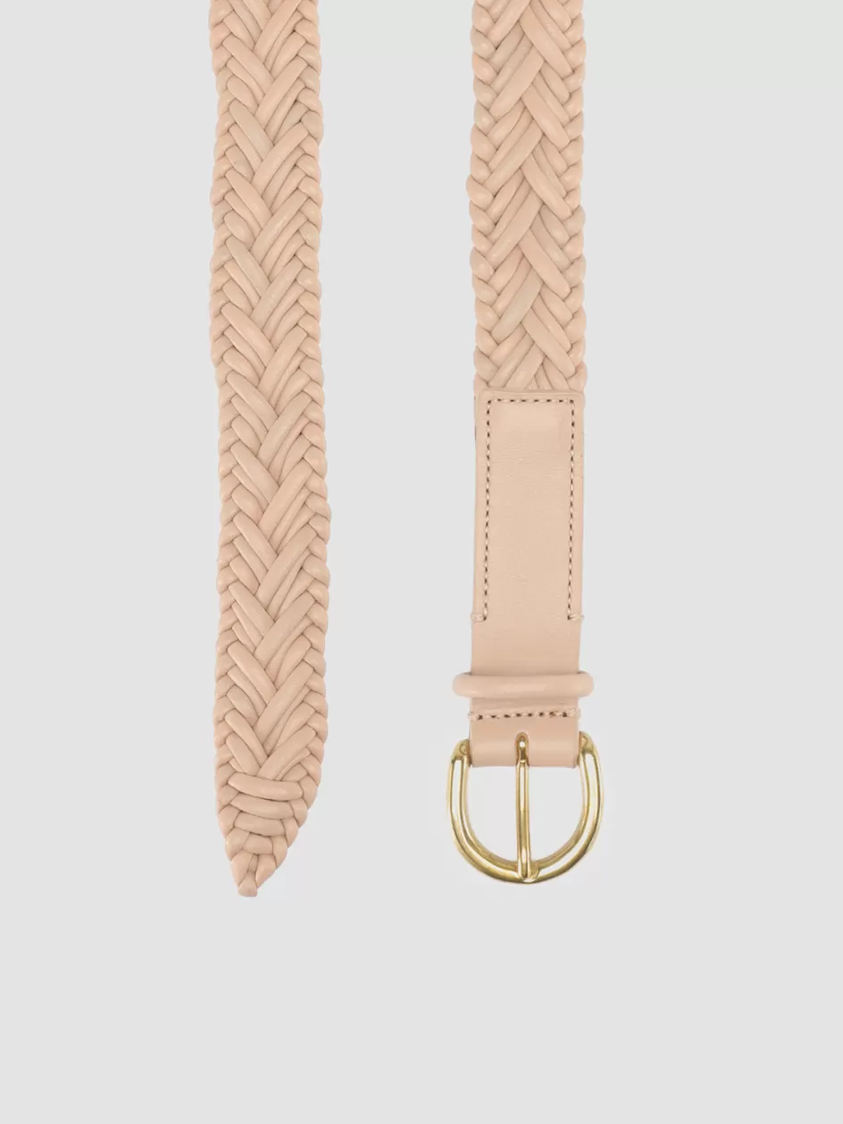 Officine Creative Woven Leather Selection | Belts>OC STRIP 36 - Ivory Woven Leather Belt TAPIOCA