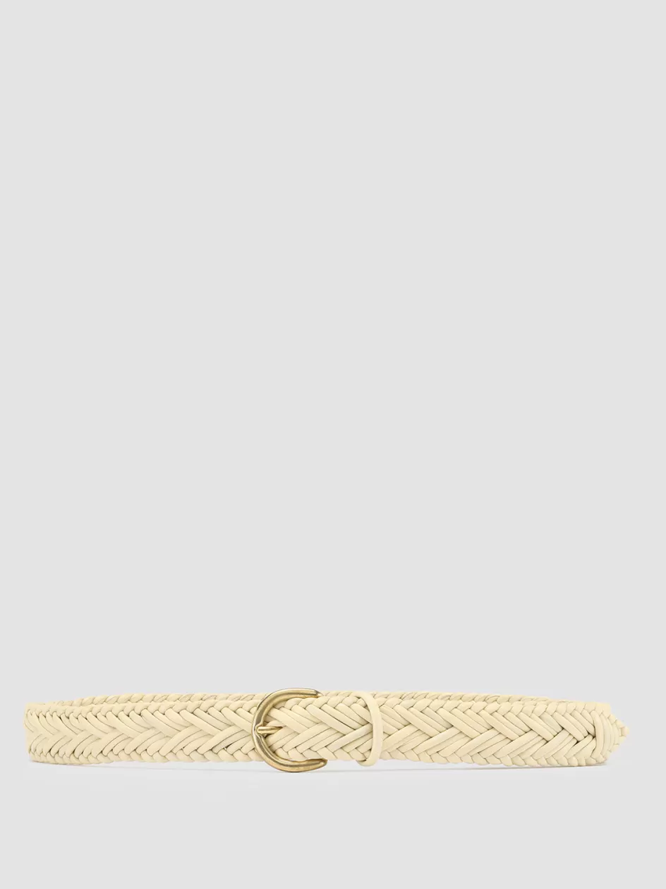 Officine Creative Woven Leather Selection | Belts>OC STRIP 36 - Ivory Woven Leather Belt CREAM