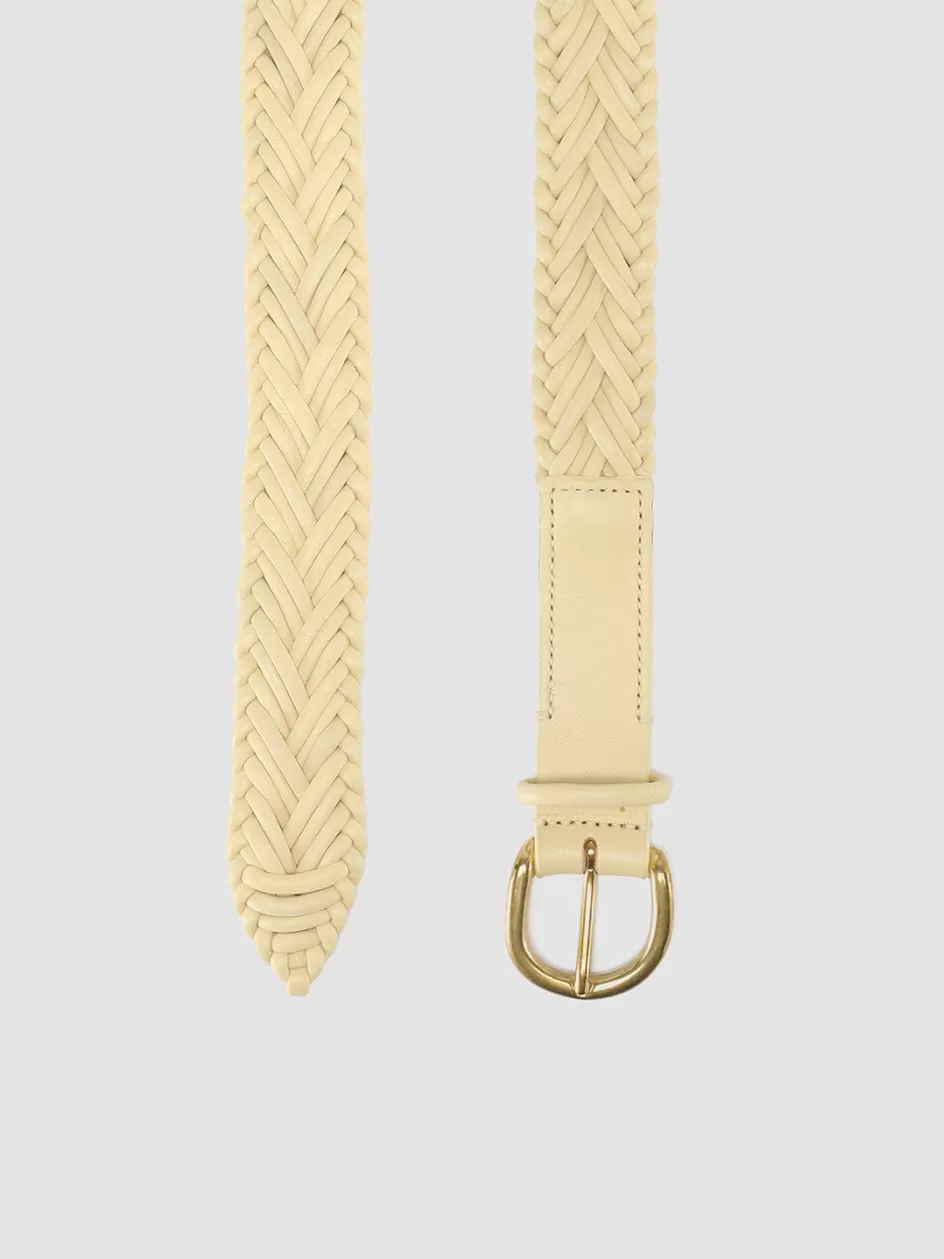 Officine Creative Woven Leather Selection | Belts>OC STRIP 36 - Ivory Woven Leather Belt CREAM