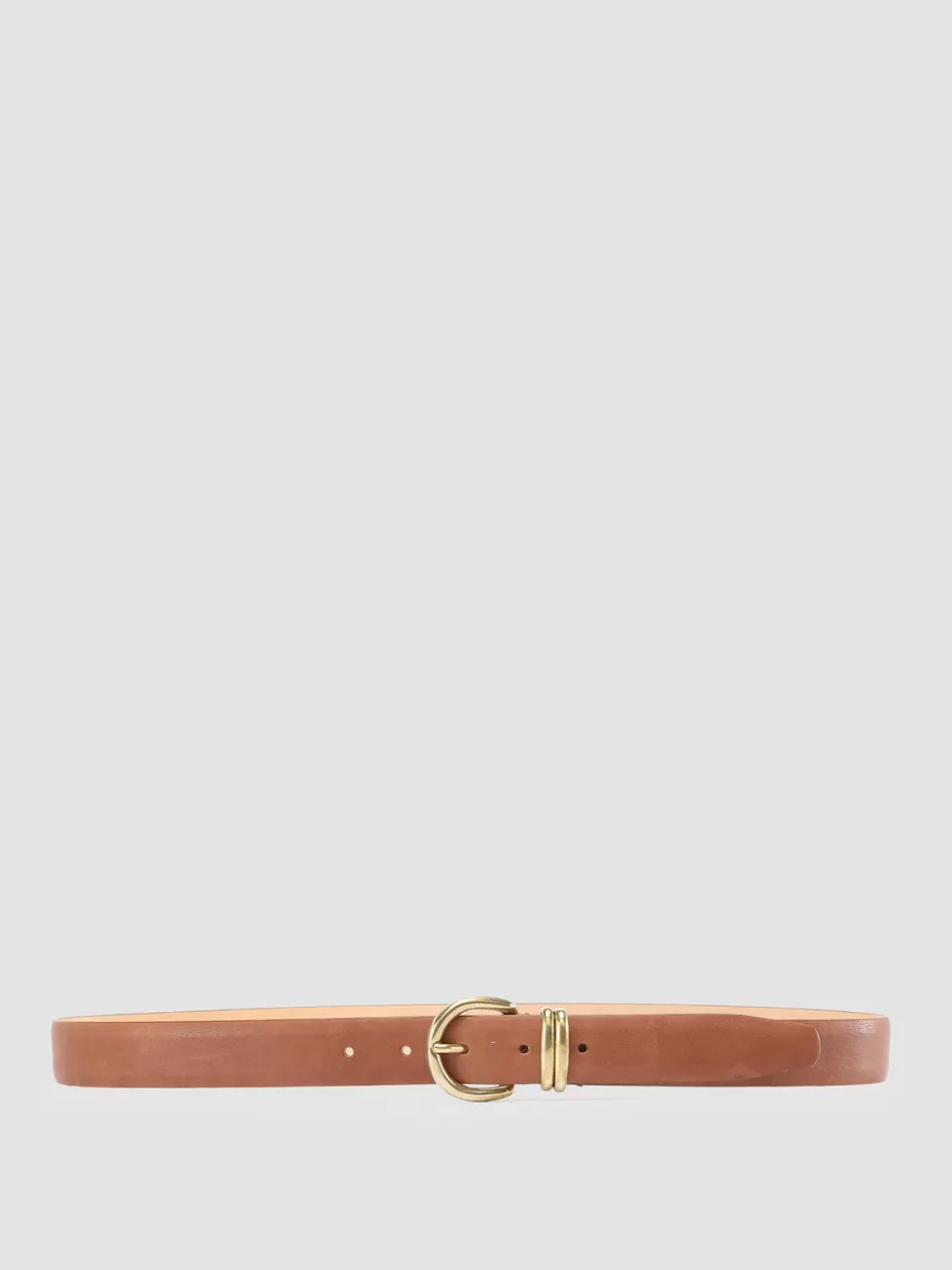 Officine Creative Belts>OC STRIP 46 - Brown Leather Belt SANTIAGO