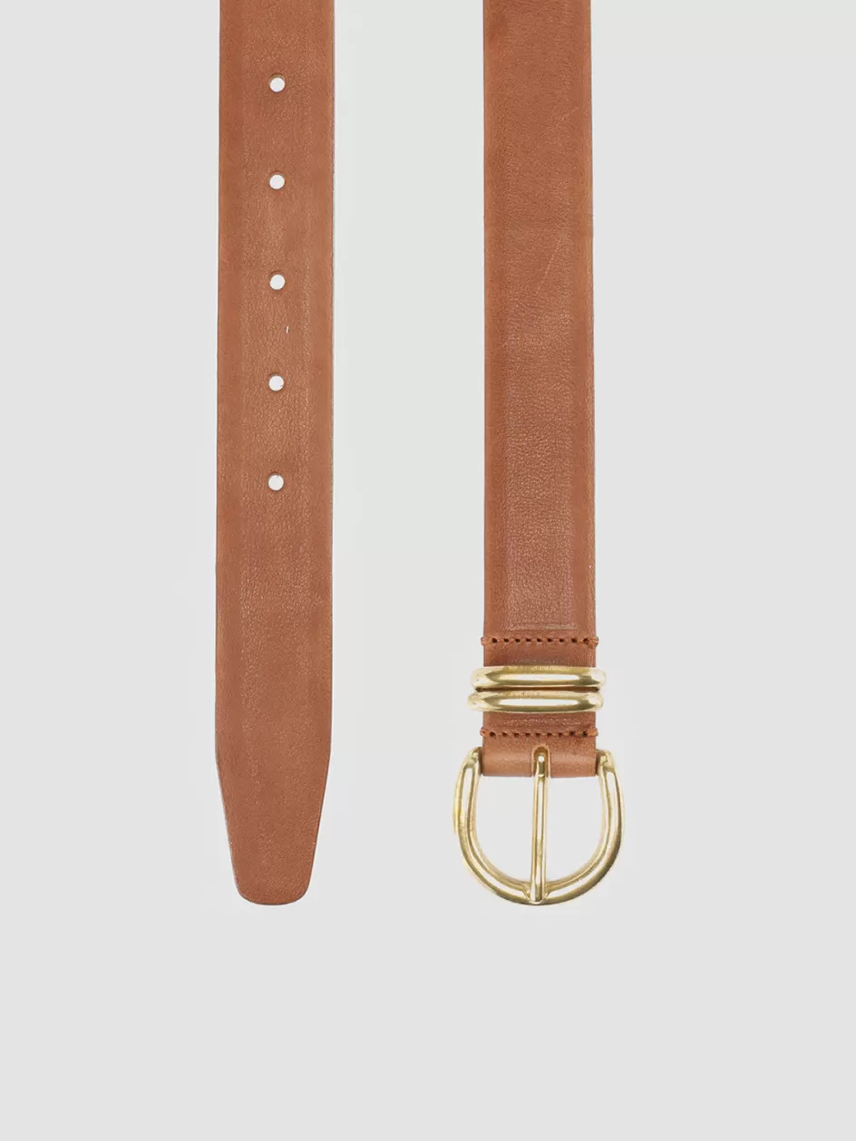 Officine Creative Belts>OC STRIP 46 - Brown Leather Belt SANTIAGO