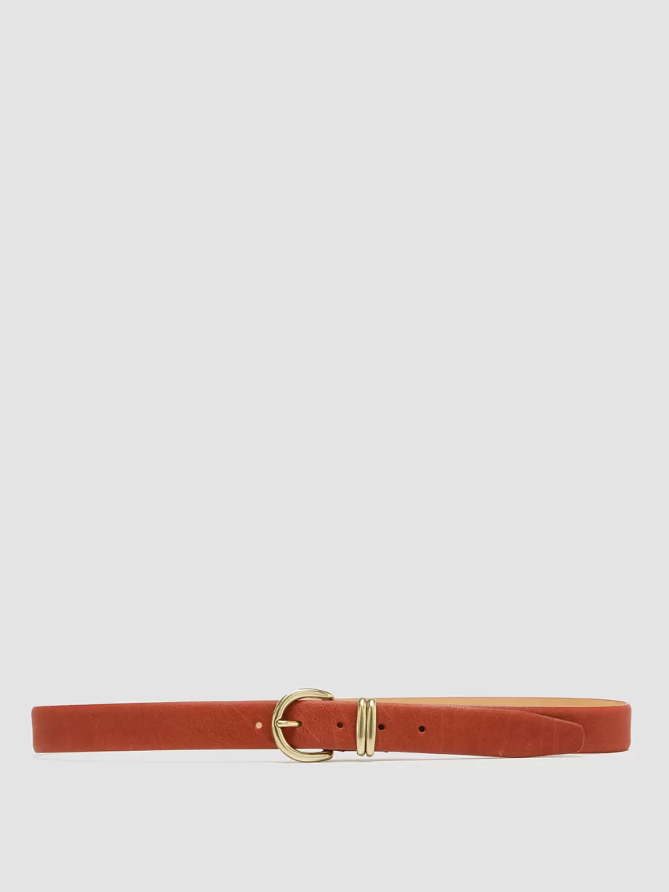 Officine Creative Belts>OC STRIP 46 - Red Leather Belt ROSE