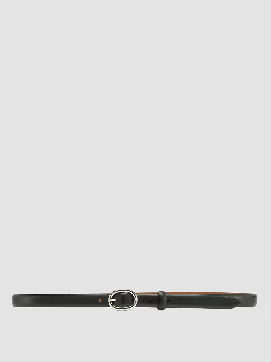 Officine Creative Belts>OC STRIP 56 - Leather Belt BLACK