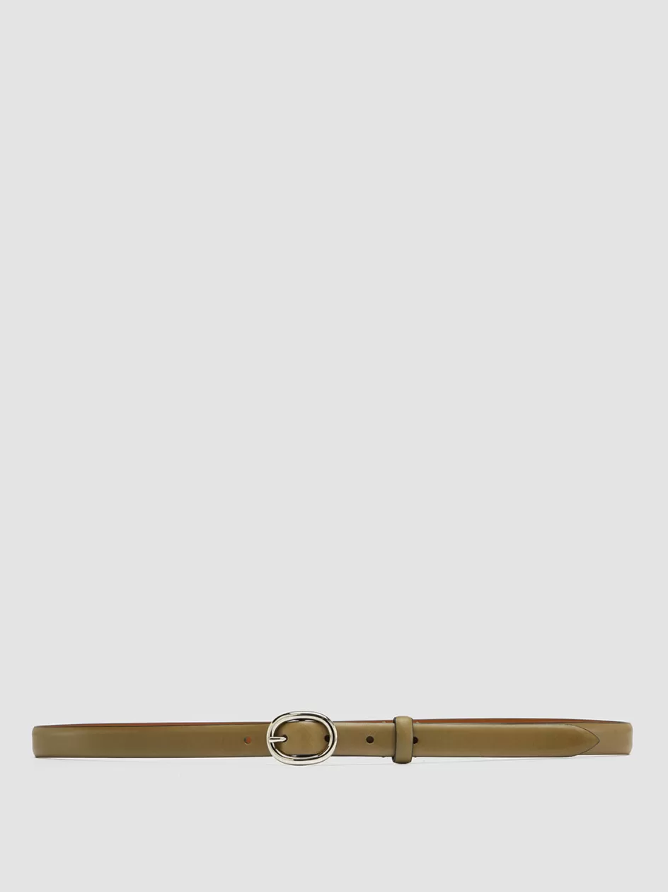 Officine Creative Belts>OC STRIP 56 - Green Leather Belt OLIVE