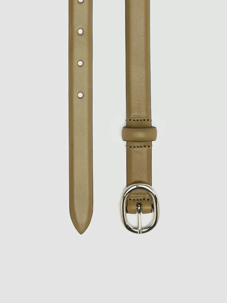 Officine Creative Belts>OC STRIP 56 - Green Leather Belt OLIVE