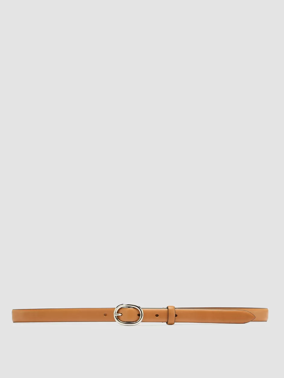 Officine Creative Belts>OC STRIP 56 - Taupe Leather Belt GOBI