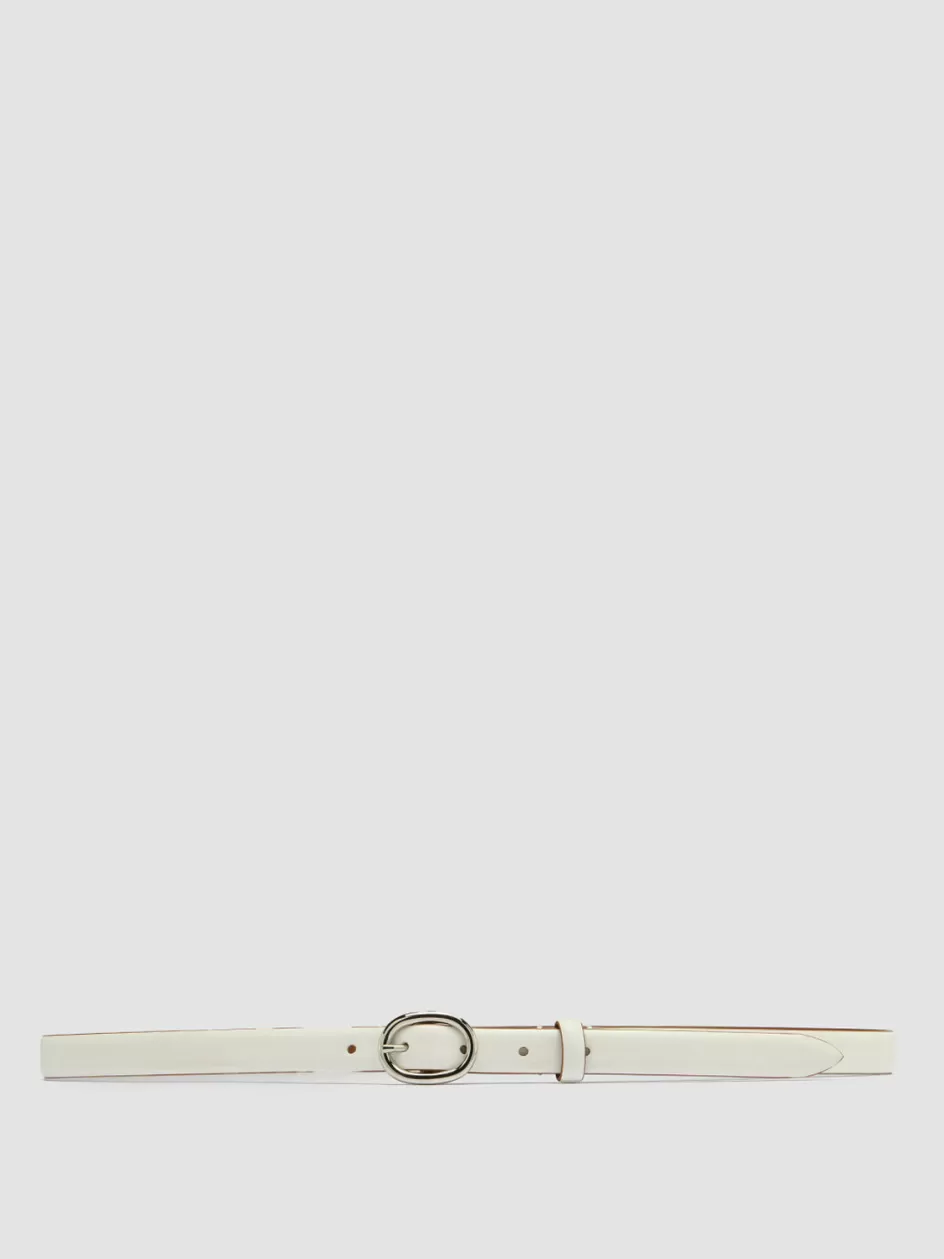 Officine Creative Belts>OC STRIP 56 - Leather Belt WHITE