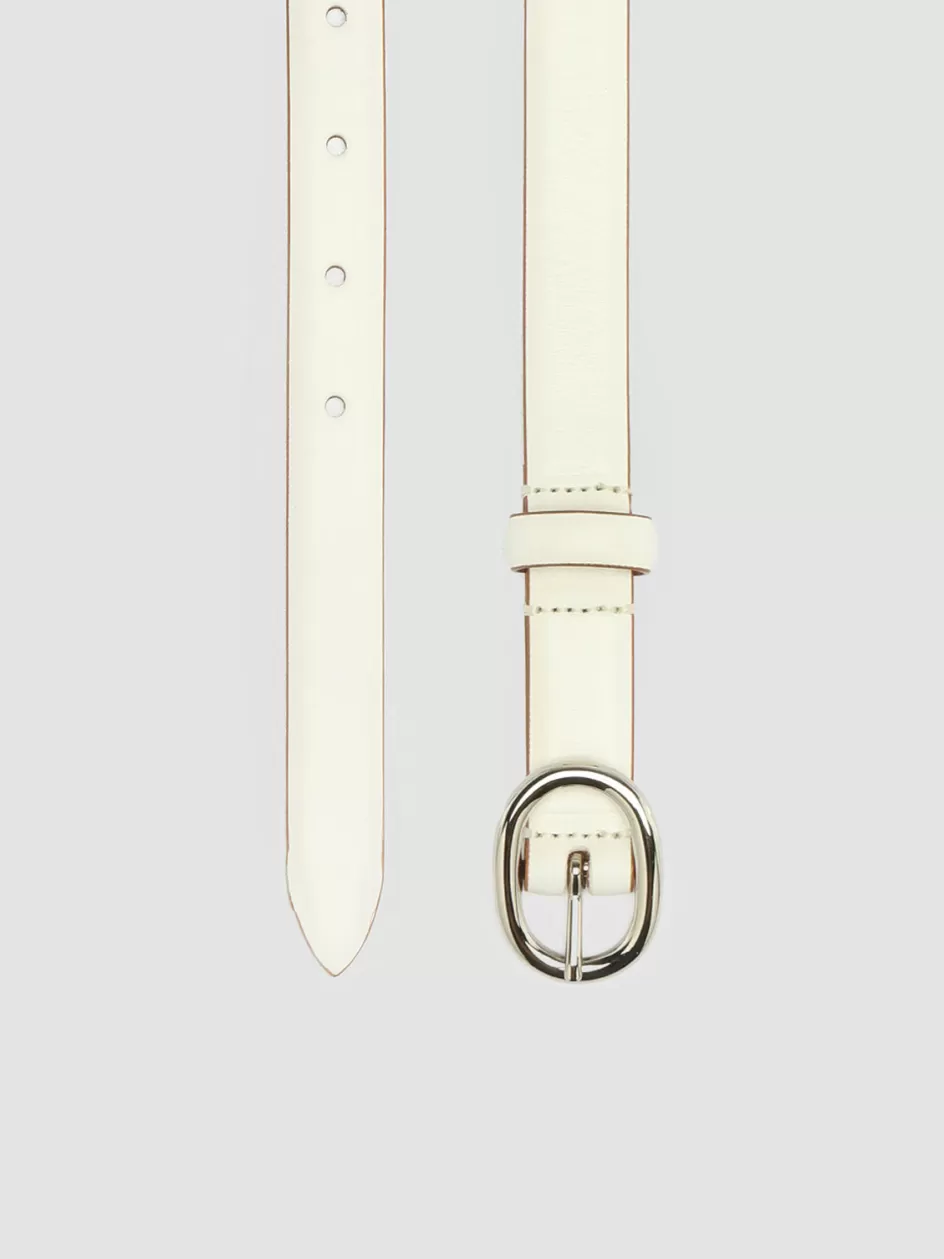 Officine Creative Belts>OC STRIP 56 - Leather Belt WHITE