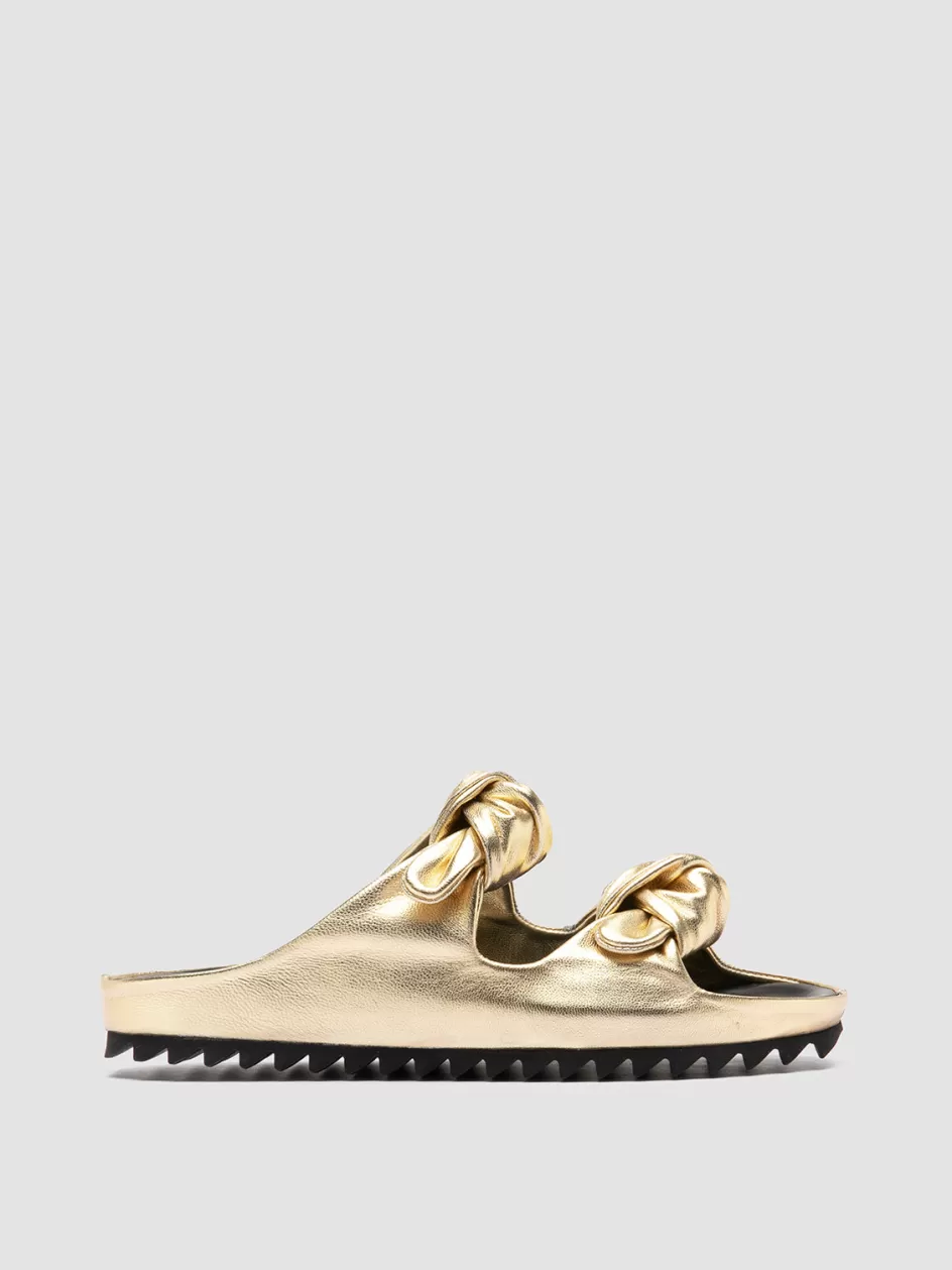 Officine Creative Icons | Sandals>PELAGIE 010 - Gold Leather Slide Sandals ORO