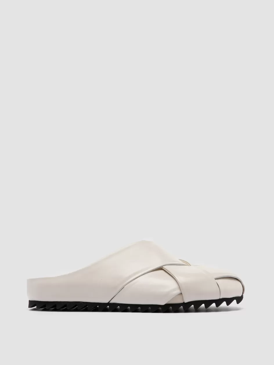 Officine Creative Sandals | Mules>PELAGIE 018 - White Leather Mule Sandals NEBBIA